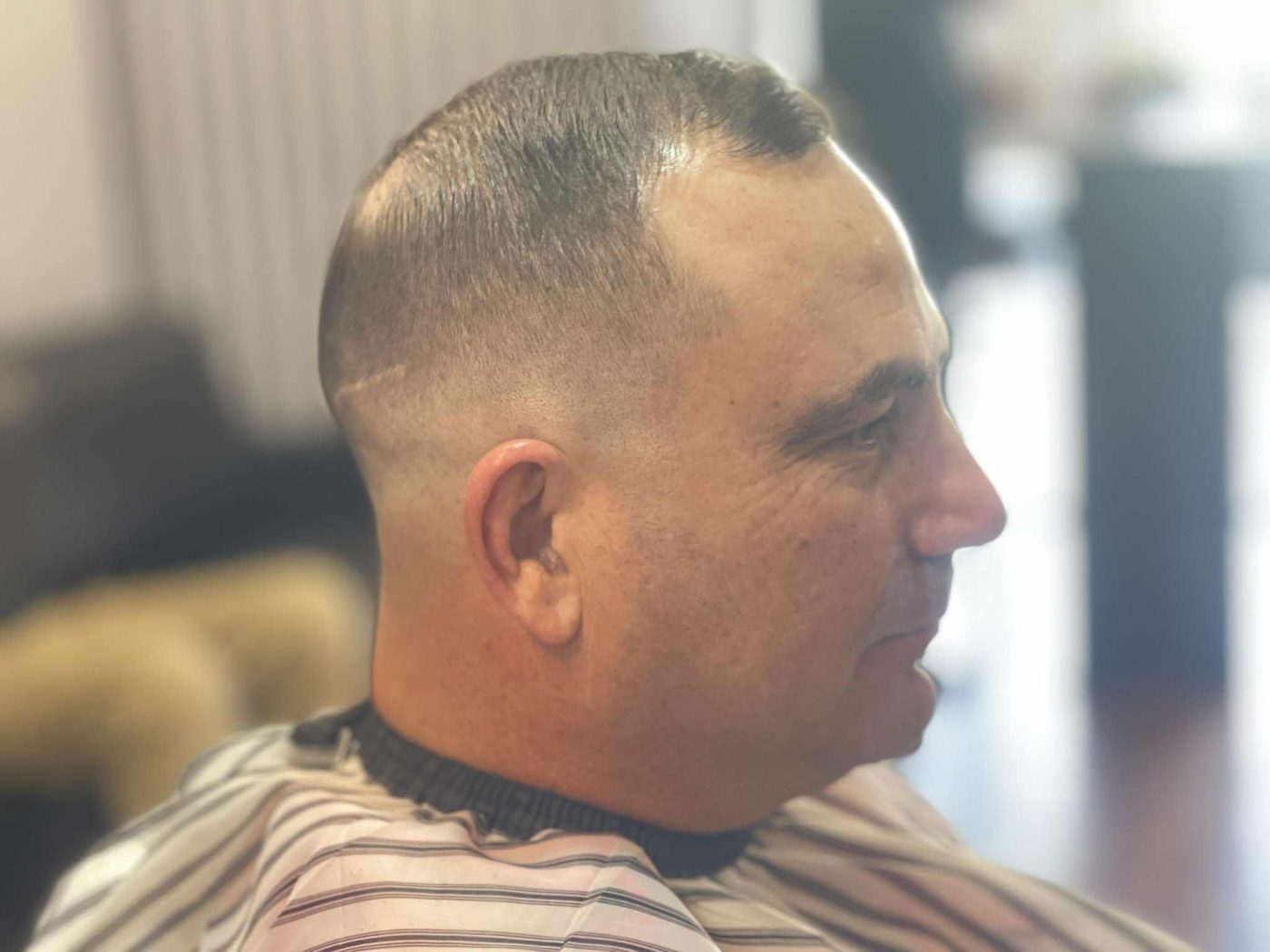 Close-up of a clean skin fade